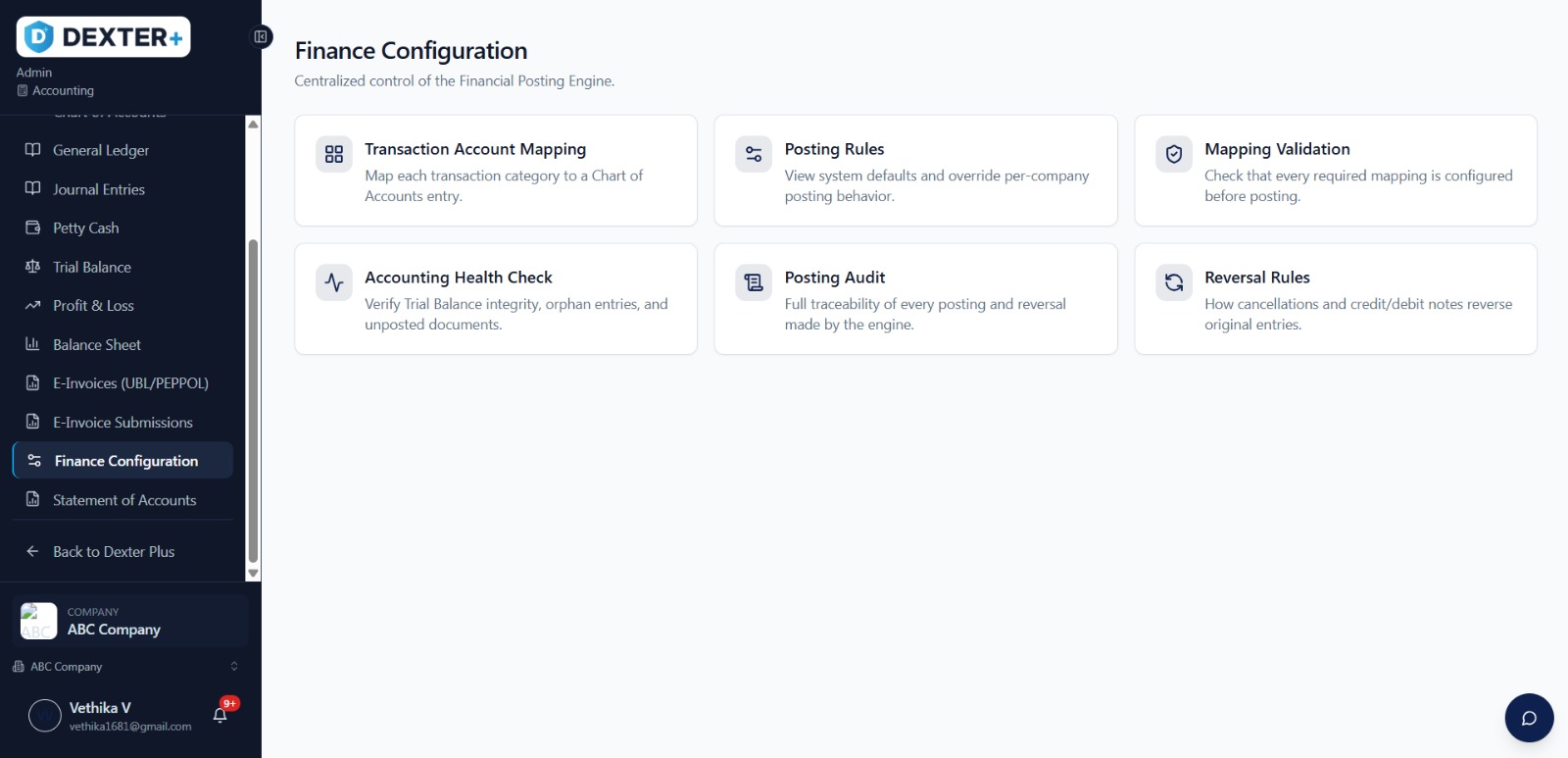 Dexter Finance dashboard
